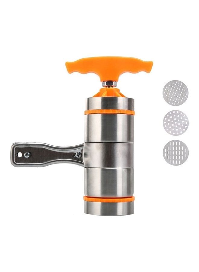 نيبمينينت ماكينة صنع النودلز بمقبض يدوي بتصميم ضغط من 3 قوالب برتقالي/فضي - Image 1