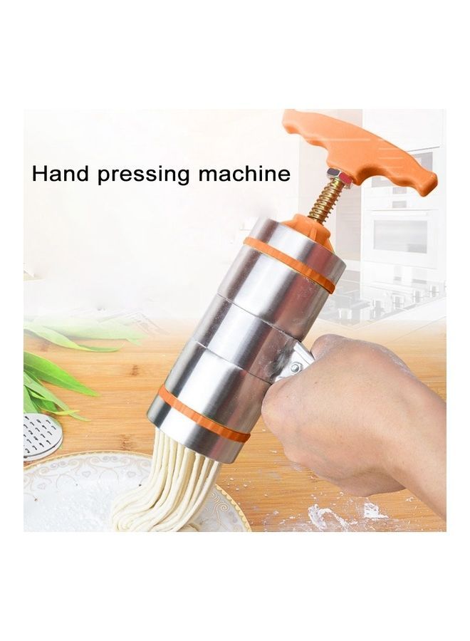 نيبمينينت ماكينة صنع النودلز بمقبض يدوي بتصميم ضغط من 3 قوالب برتقالي/فضي - Image 4