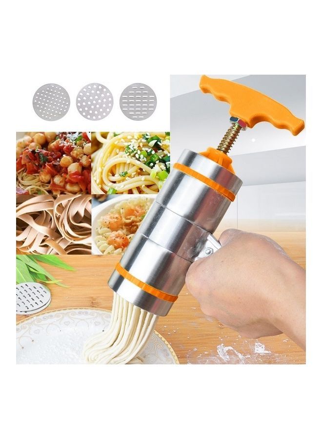نيبمينينت ماكينة صنع النودلز بمقبض يدوي بتصميم ضغط من 3 قوالب برتقالي/فضي - Image 3