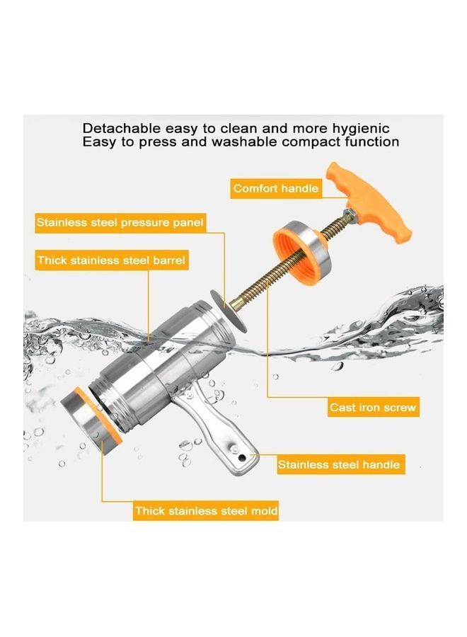 نيبمينينت ماكينة صنع النودلز بمقبض يدوي بتصميم ضغط من 3 قوالب برتقالي/فضي - Image 5