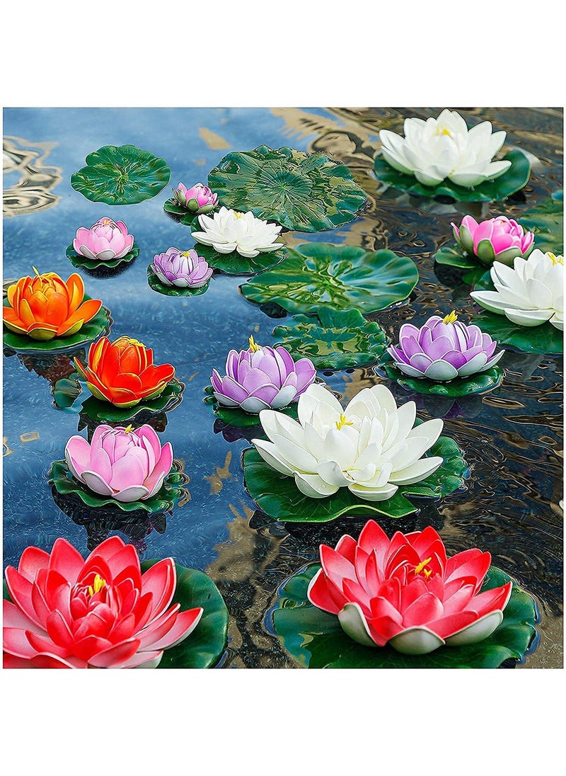 Ryme Ryme Assorted Colour Big Lotus Artificial Floating Flower for Water Bowl 7 Inches Pack of 4  - Image 5
