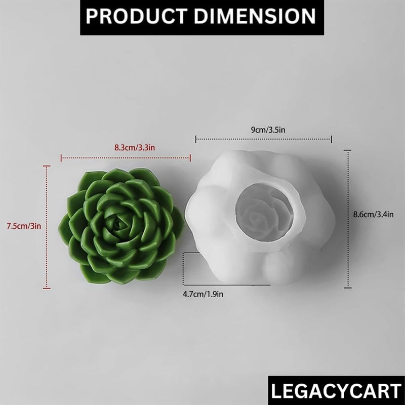 LEGACYCART 3D Succulent Flower Silicone Candle Mould for Candle Making Waxmelts Aromatherapy Clay Craft Soap Bath Bomb Flower Resin Casting Home Decor Chocolate Cake Molds Candy Cupcake Dessert Mold (PACK OF 1) - Image 2