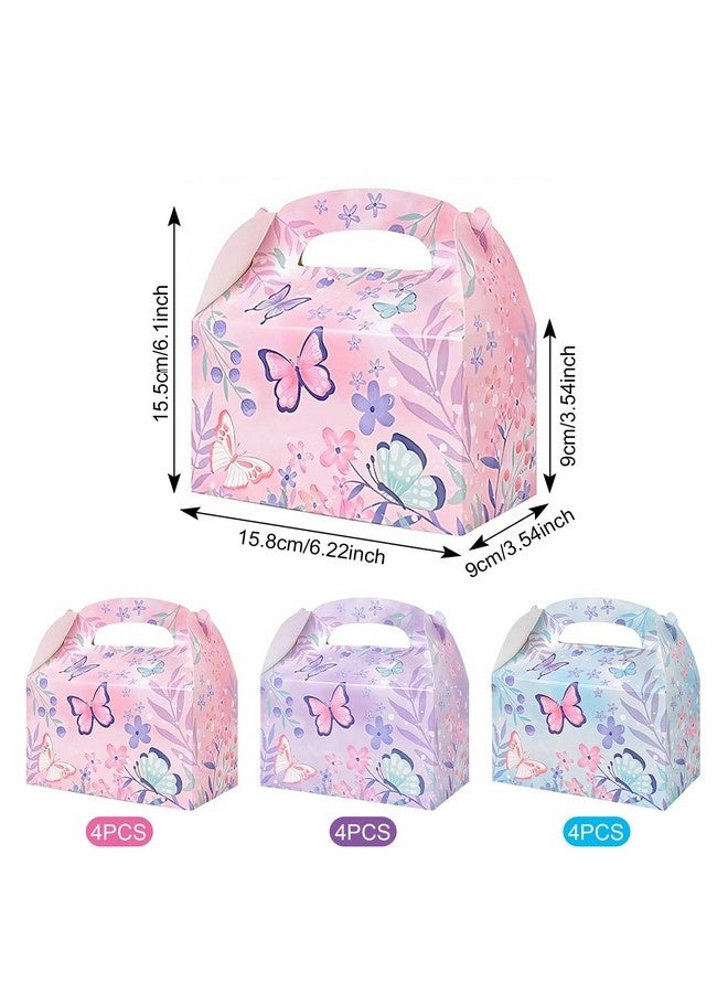 بيوينتي 12 قطعة من صناديق هدايا حفلات الفراشات، صناديق هدايا كرتونية بنمط الفراشة، صناديق هدايا حفلات بنمط الفراشة، صناديق حفلات للأطفال بمقبض، لأعياد الميلاد وحفلات الزفاف وحفلات استقبال المولود الجديد والنزهات - Image 2