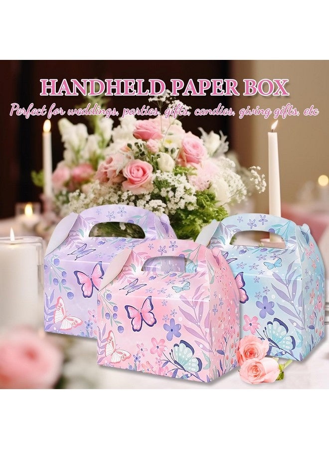 بيوينتي 12 قطعة من صناديق هدايا حفلات الفراشات، صناديق هدايا كرتونية بنمط الفراشة، صناديق هدايا حفلات بنمط الفراشة، صناديق حفلات للأطفال بمقبض، لأعياد الميلاد وحفلات الزفاف وحفلات استقبال المولود الجديد والنزهات - Image 4