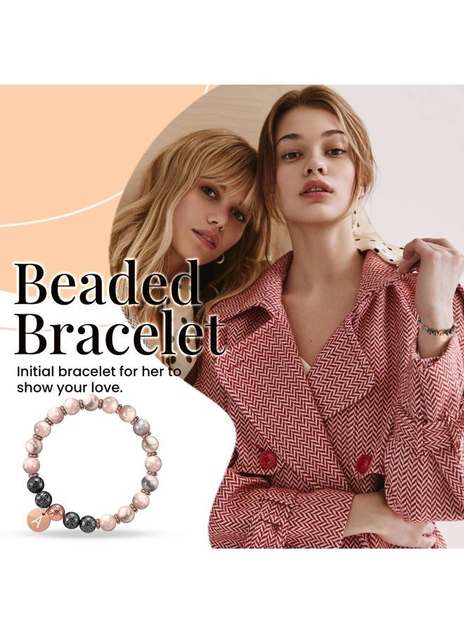 Btysun Initial Bracelets for Women Teen Girls Best Friend Graduation Birthday Gifts for Her Letter A-Z Beaded Bracelet Valentines Day Gifts for Wife Girlfriend Sister Daughter Mother's Day Mom Female - Image 4