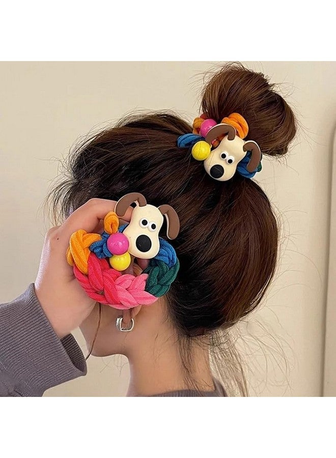 KLIVE Kids Girls Cartoon Animal Hair Clips | Braided Thickened Hair Ties | Ponytail Balls | Scalp Bands | Dog & Cat Hair Accessories | Secure Elastic Hair Ropes for Toddlers & Kids(2 PCS) - Image 2