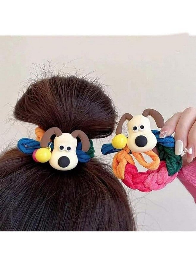 KLIVE Kids Girls Cartoon Animal Hair Clips | Braided Thickened Hair Ties | Ponytail Balls | Scalp Bands | Dog & Cat Hair Accessories | Secure Elastic Hair Ropes for Toddlers & Kids(2 PCS) - Image 1