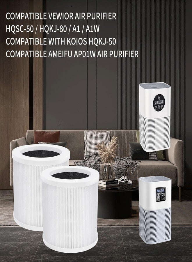 Motroce 2Pcs A1 Replacement Filter Compatible with VEWIOR Air Purifier HQSC-50, HQKJ-80, A1W, AMEIFU AP01W, KOIOS HQKJ-50 Air Purifier, 3-in-1 H13 True HEPA Air Cleaner Filter - Image 3