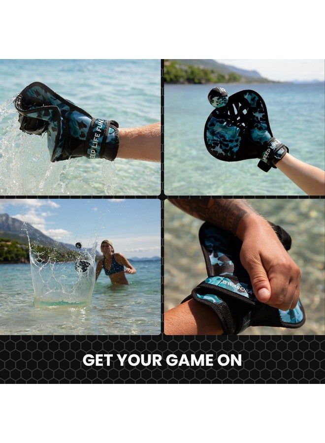 Waboba Catch Water Gloves Pro Water Bouncing Ball Set - for Beach Games & Swimming Pool Toys - 2 Baseball Style Mitts for Catching Water Balls - One Size Ambidextrous Design, Black - Image 3