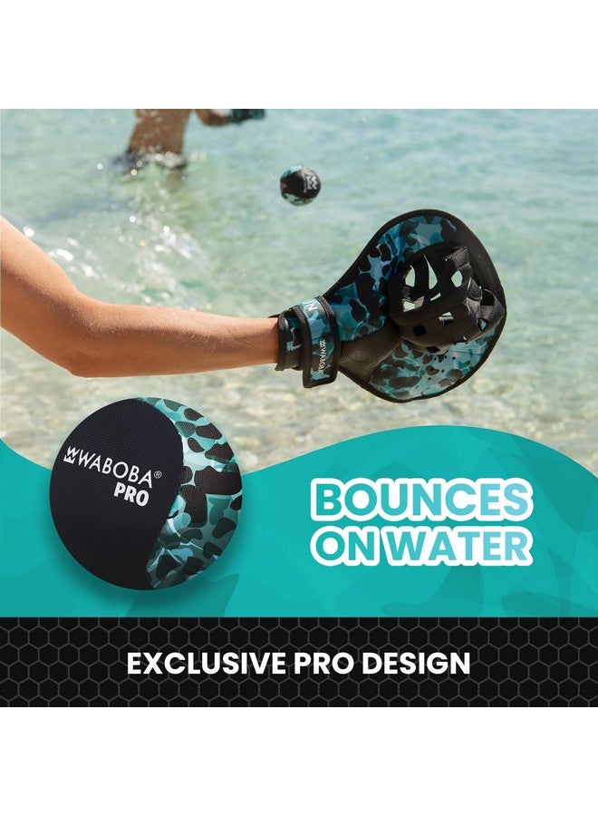 Waboba Catch Water Gloves Pro Water Bouncing Ball Set - for Beach Games & Swimming Pool Toys - 2 Baseball Style Mitts for Catching Water Balls - One Size Ambidextrous Design, Black - Image 5