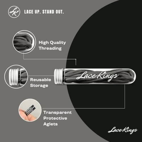 Lace Kings Oval Shoelaces (Dark Grey - 36in) - Image 2