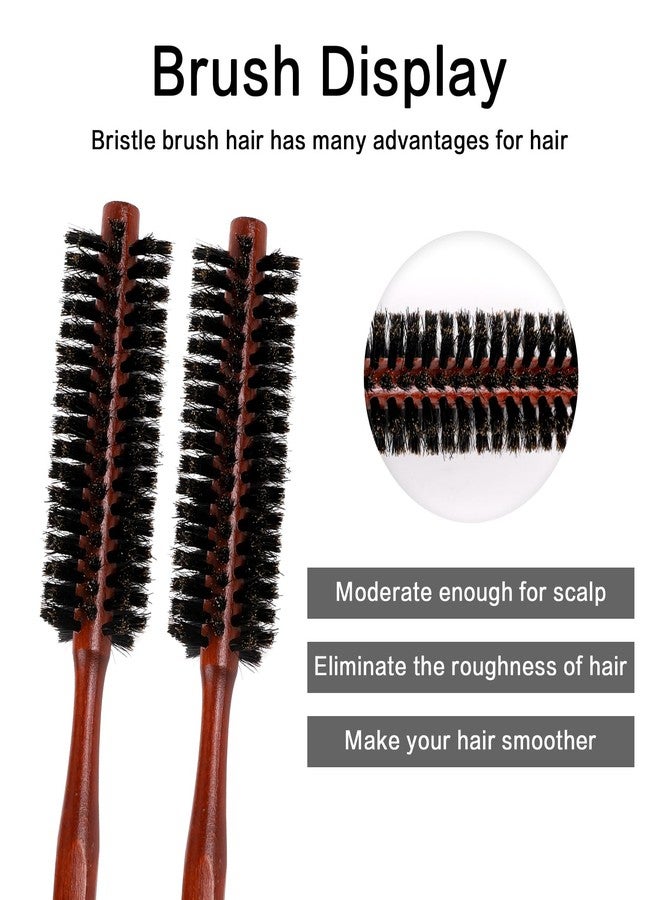 Sliverdew Boar Bristle Hair Brush, 2 Pack Small Round Hair Brush Portable Travel Styling Brush Roller Brush Soft Bristle Hair Brush for Blow Drying, Women Thin Hair, Short Hair, Fine Hair, Beard Brush for Men - Image 3