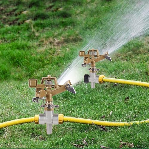 Biswing 1/2 Inch Impact Sprinkler 2 Pack, Heavy Duty Zinc Alloy Lawn Sprinkler Head with Nozzle, Adjustable 20-360 Degree Large Coverage Pattern, Watering Sprinkler for Grass Patio Garden Irrigation - Image 5