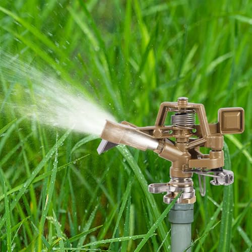 Biswing 1/2 Inch Impact Sprinkler 2 Pack, Heavy Duty Zinc Alloy Lawn Sprinkler Head with Nozzle, Adjustable 20-360 Degree Large Coverage Pattern, Watering Sprinkler for Grass Patio Garden Irrigation - Image 3