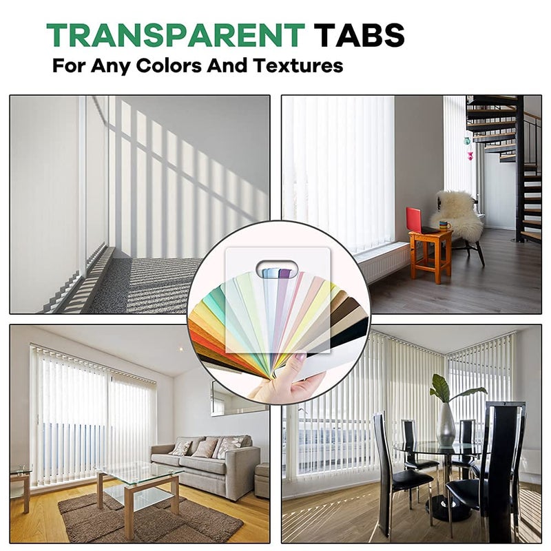 Smatagee (36 Sets / 72 Pcs) Clear Vertical Blind Repair Tabs Transparent Vane Savers Blind Repair Clips Window Blinds Replacement Slats for Fixing Vertical Window Shades Slats - Image 5