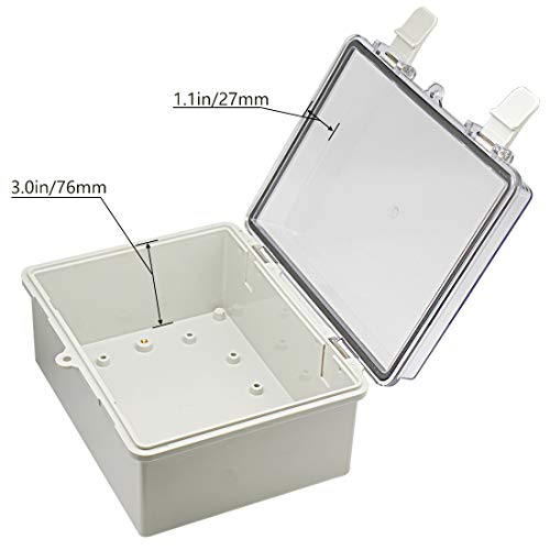Zulkit Junction Box ABS Plastic Dustproof Waterproof IP65 Electrical Boxes Hinged Shell Outdoor Universal Project Enclosure Clear Cover with 2 Cable Glands 8.7 x 6.7 x 4.3 inch (220x170x110 mm) - Image 4