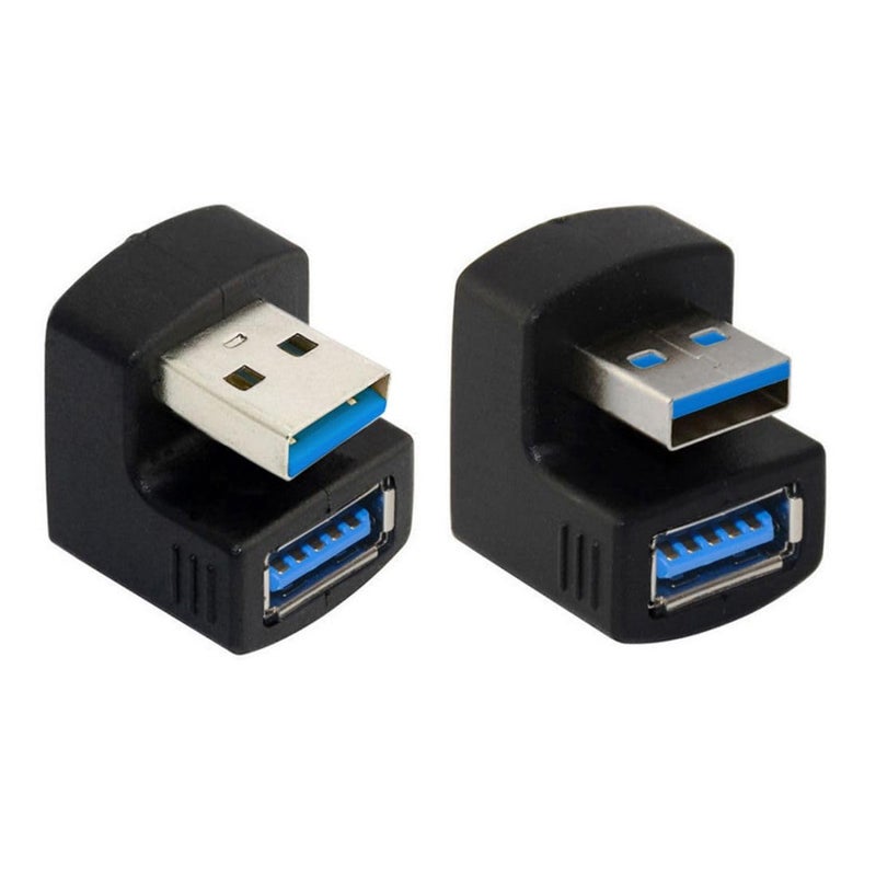 chenyang 2 Pack USB 3.0 Type A Male to Female 180 Degree Angled Connector Adapter - Image 1