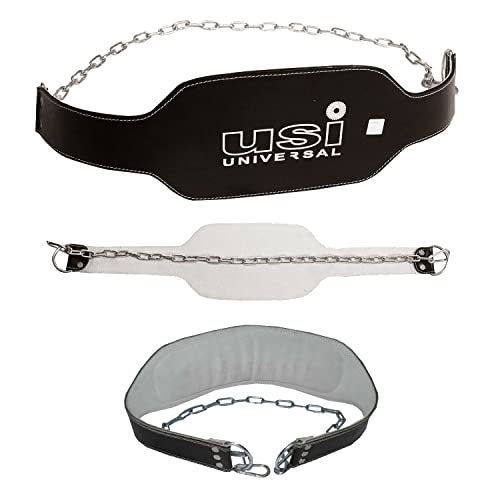 USI UNIVERSAL Dip Belt, 790DP Dip Belts With Chain & Snap Hook, Padded Leather & Metal Construction, Suede Leather Lining For Comfort & Grip, Weight Capacity (Dips) 40kg, 6" Padding - Image 1