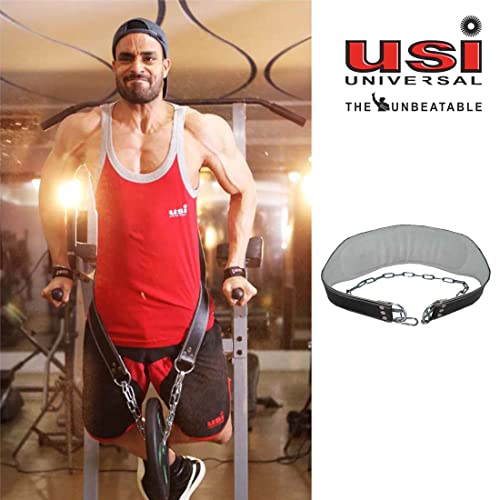 USI UNIVERSAL Dip Belt, 790DP Dip Belts With Chain & Snap Hook, Padded Leather & Metal Construction, Suede Leather Lining For Comfort & Grip, Weight Capacity (Dips) 40kg, 6" Padding - Image 2