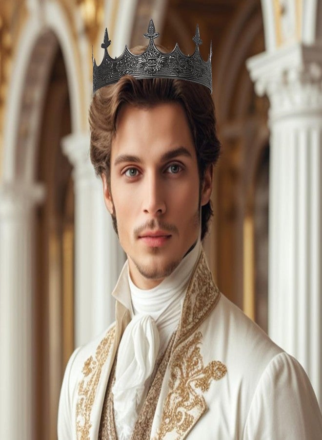XEUZK King Crown for Men Crowns Tiara for Birthday Party Costume (Black King's Crown) - Image 5