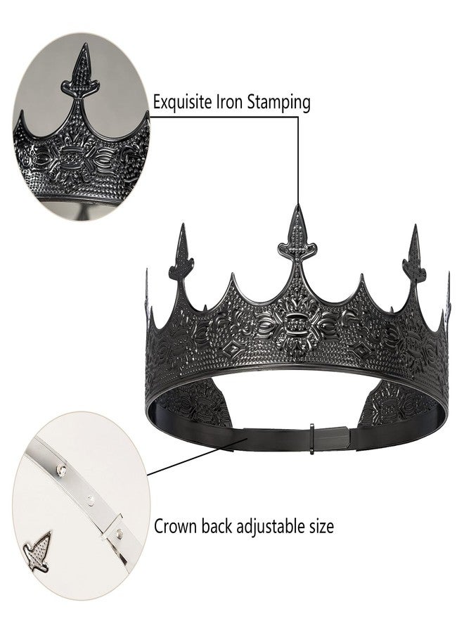 XEUZK King Crown for Men Crowns Tiara for Birthday Party Costume (Black King's Crown) - Image 3