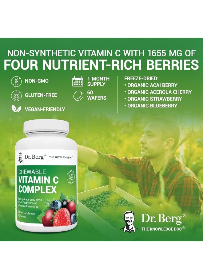 Vitamin C Complex Whole Food 60 Chewable 100% Natural Vitamin C From Just 4 Berries, Nongmo