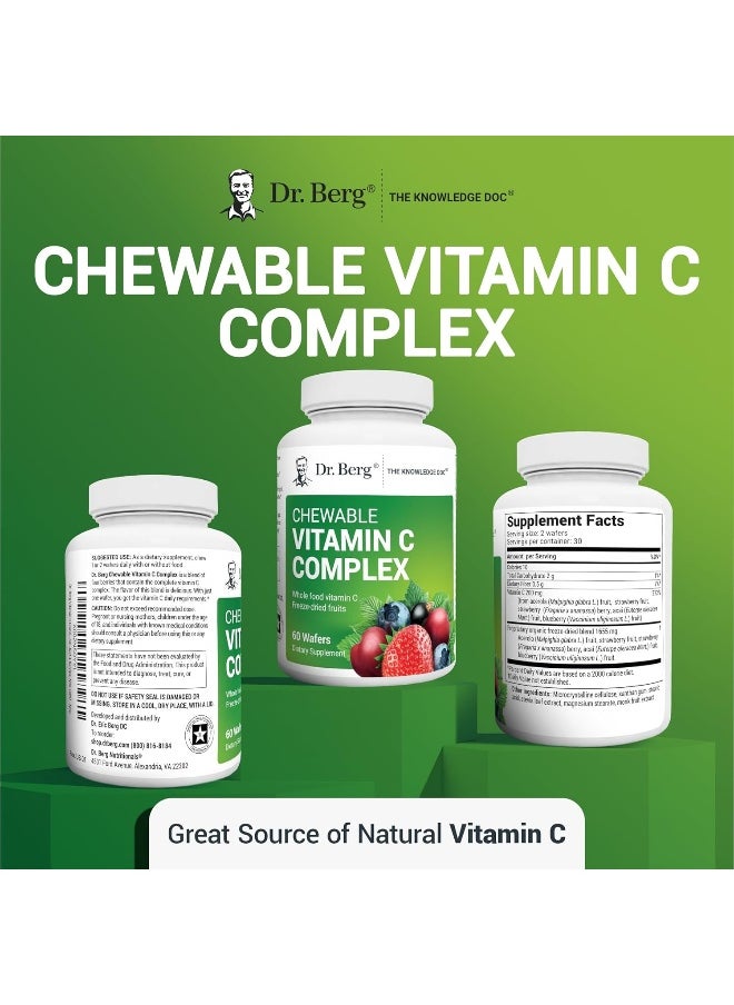 Vitamin C Complex Whole Food 60 Chewable 100% Natural Vitamin C From Just 4 Berries, Nongmo