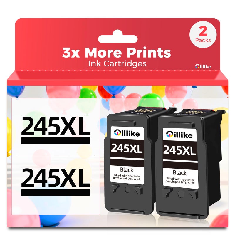 OILLIKE 245XL Ink Cartridge Replacement for Canon 245XL Black Ink PG 245 XL 243 243XL PG245 Work with PIXMA MX492 MX490 MG2522 TR4520 MX492 TR4522 TR4500 TS3122 MG2520 TS3320 TS3322 Printer 2 Pack Black - Image 1