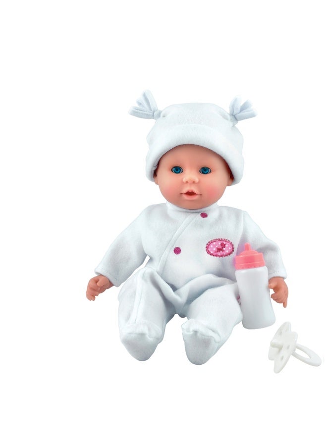 dolls world Little Treasure 15 inch Baby Doll With Sleeping Eyes Bottle & Dummy from Peterkin gift for kids of Age above 18 months - Image 4