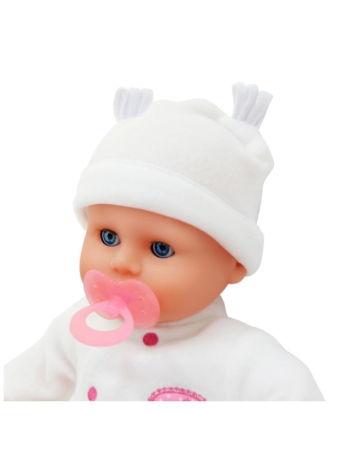 dolls world Little Treasure 15 inch Baby Doll With Sleeping Eyes Bottle & Dummy from Peterkin gift for kids of Age above 18 months - Image 3