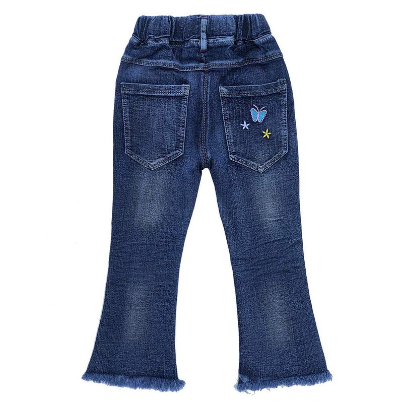 Peacolate 2-7T Little Toddler Kids Girls 3D Butterfly Jeans Denim Distressed Pants Flared Trousers(Butterfly,4-5y) - Image 3