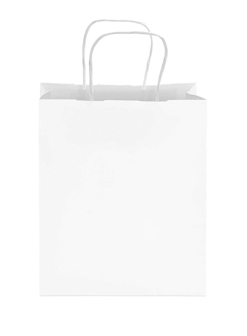 Generic White Paper Bags with Handle Large Kraft Paper Bags for Party and Wedding 12 Bags Size 27 x 22 x 11 cm  - Image 1