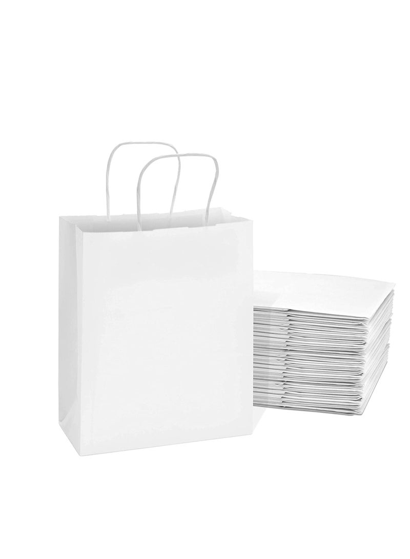 Generic White Paper Bags with Handle Large Kraft Paper Bags for Party and Wedding 12 Bags Size 27 x 22 x 11 cm  - Image 2