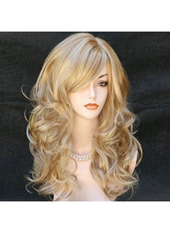 Kalyss Kalyss Women's Long Curly Body Wavy Heat Resistant Blonde with Highlights Wig Synthetic Full Hair Wig for Women (Blonde with Highlights)  - Image 2