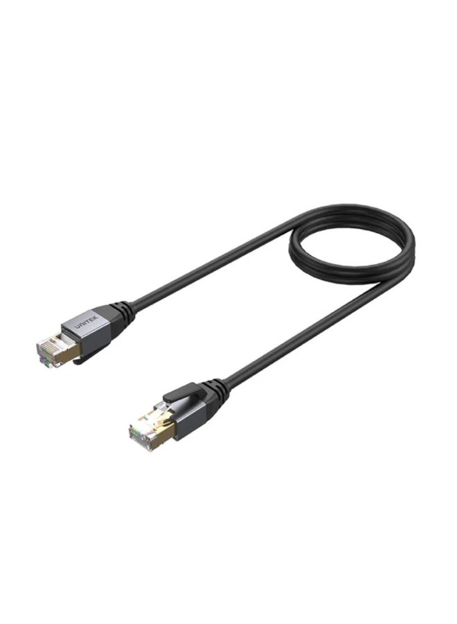 Unitek Cat 8 Ethernet Cable, 1.5 Meter, Black – High-Speed 40Gbps LAN Network Cable with 2000MHz Bandwidth, Shielded S/FTP, Gold-Plated RJ45 Connectors for Gaming, Streaming, Router, Modem, PC, and Switch - Image 1