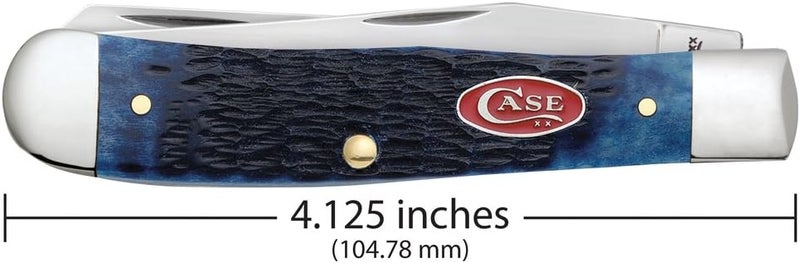 Case WR XX Pocket Knife Navy Blue Jigged Bone Trapper Item #7051 - (6254 SS) - Length Closed: 4 1/8 Inches - Image 2
