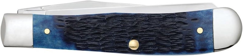 Case WR XX Pocket Knife Navy Blue Jigged Bone Trapper Item #7051 - (6254 SS) - Length Closed: 4 1/8 Inches - Image 3