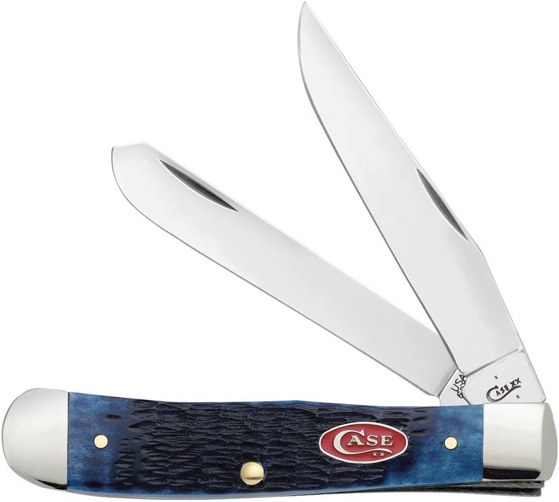 Case WR XX Pocket Knife Navy Blue Jigged Bone Trapper Item #7051 - (6254 SS) - Length Closed: 4 1/8 Inches - Image 1
