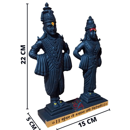Sai Amrut Gifts Vitthal Rukmani Stand | Vitthal Rukmini Idol for Home & Offices Decorative Showpiece - 9 Inch (Polyresin, Black,) - Image 2