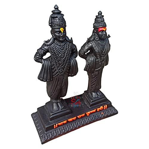 Sai Amrut Gifts Vitthal Rukmani Stand | Vitthal Rukmini Idol for Home & Offices Decorative Showpiece - 9 Inch (Polyresin, Black,) - Image 3