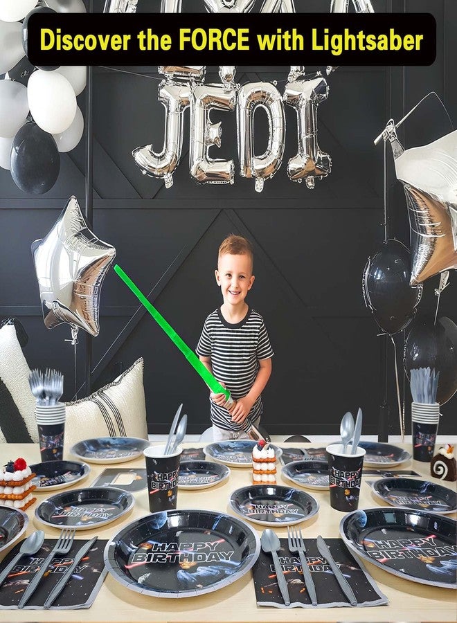 Heboland Space Battleship Wars Birthday Party Decorations Plates Set 25 Guests,175pcs Cardstock Plates, Napkins, Cups Cutlery Set | Star Galaxy Universe Starship Themed for Boys Kids Party Decorations - Image 2