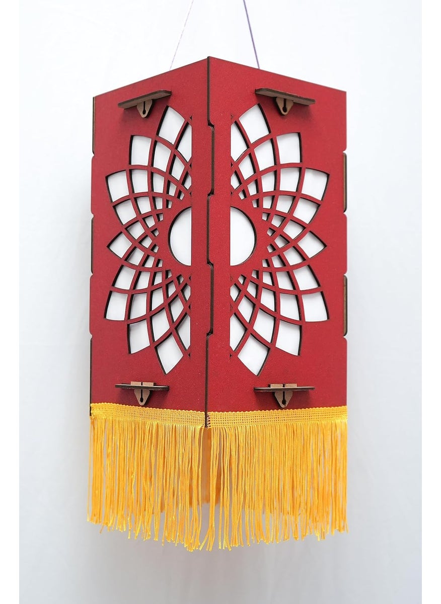 Satwik Art EcoFriendly Foldable Akashkandil Decorative Diwali Lamp Diwali Festival Hanging Light Lantern Made in India with 3 Mode 7 in 1 LED Light for Festival Indoor Outdoor Decorations Rectangle S08 