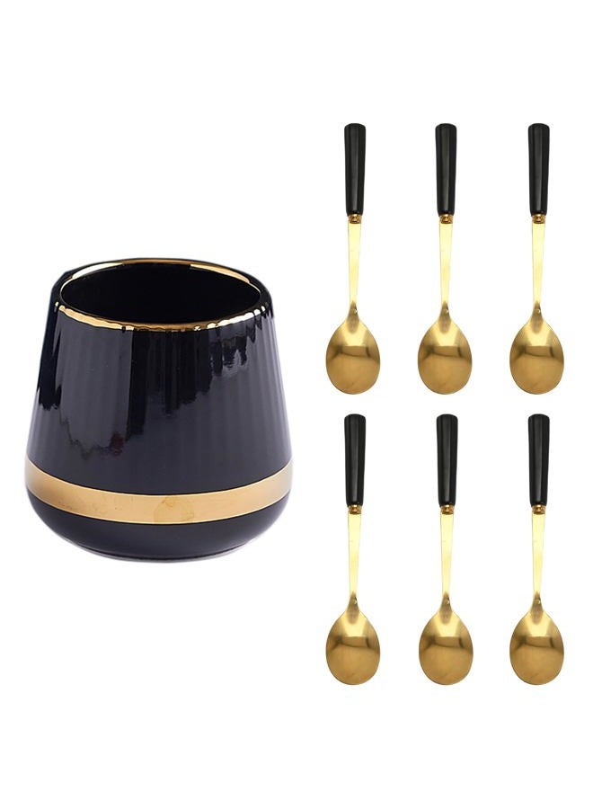 INPROPEXT Coffee Spoons with Holder Gold Black - Image 1
