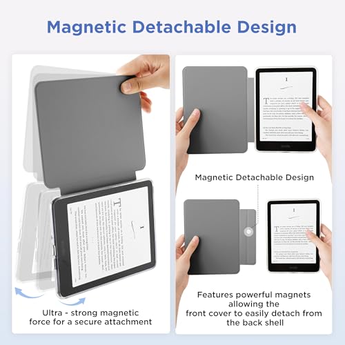 SESENSE Detachable Magnetic Case for 7'' Kindle Paperwhite 12th Gen 2024 and Kindle Colorsoft Signature Edition, Slim PU Shell Cover Case with Auto Wake/Sleep, Flowers - Image 3