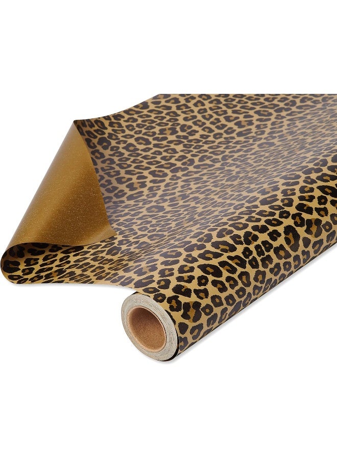American Greetings Reversible Wrapping Paper Jumbo Roll, Leopard and Gold (1 Roll, 175 sq. ft.) - Image 1