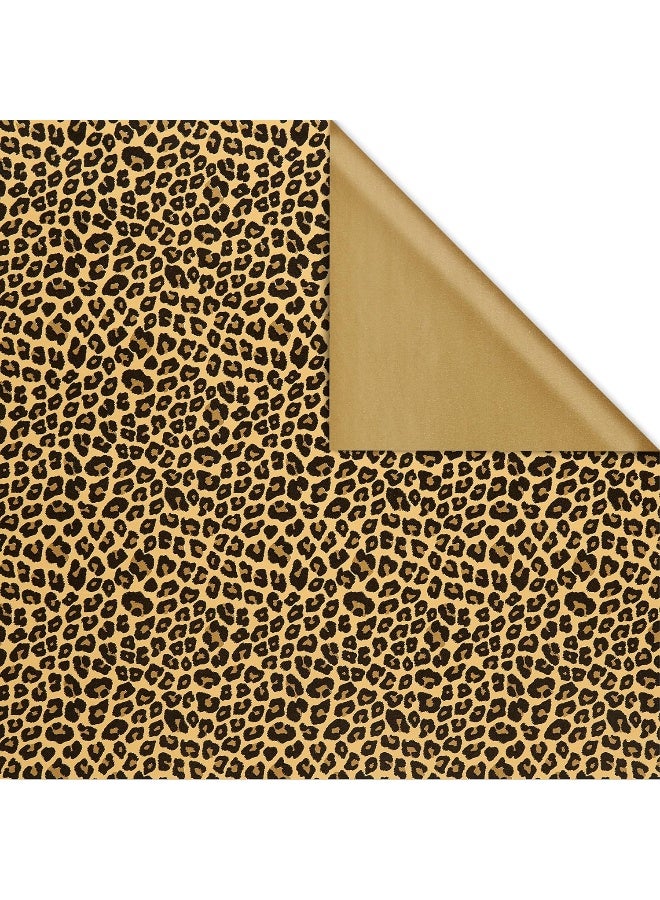 American Greetings Reversible Wrapping Paper Jumbo Roll, Leopard and Gold (1 Roll, 175 sq. ft.) - Image 2
