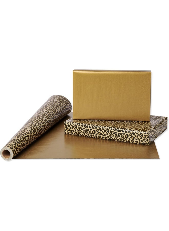American Greetings Reversible Wrapping Paper Jumbo Roll, Leopard and Gold (1 Roll, 175 sq. ft.) - Image 3