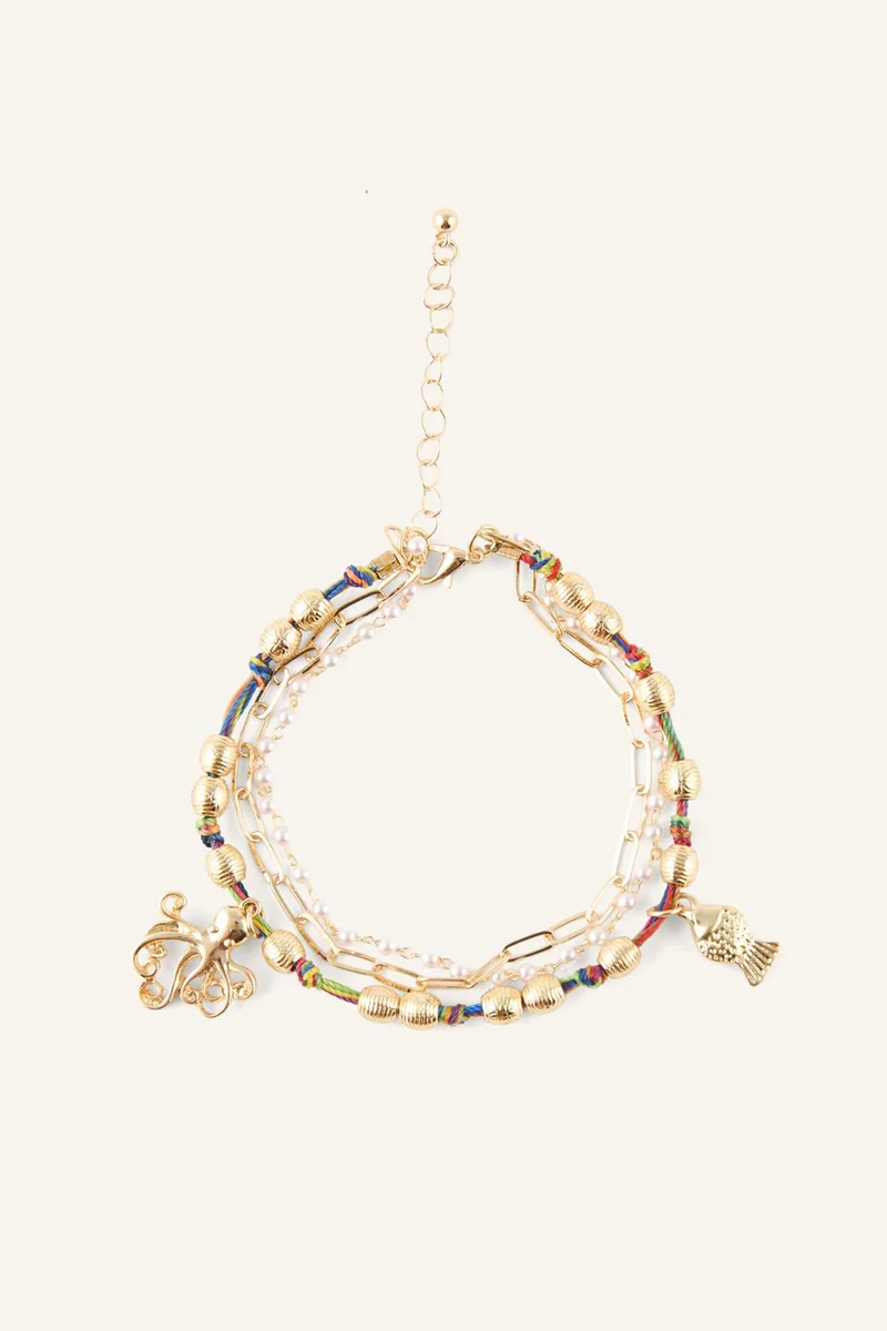 Woman 2-Pack Gold Chain Anklets