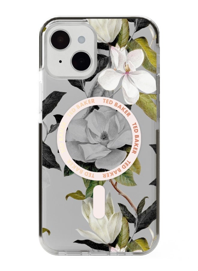 Ted Baker - TED BAKER iPhone 14 - MagSafe Anti-Shock Floral Case Opal - Image 1