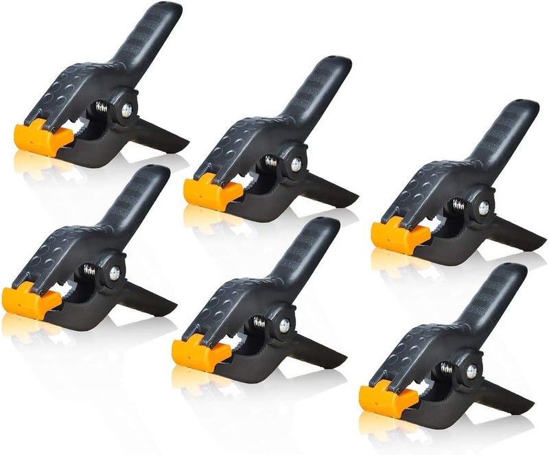 SLOW DOLPHIN Heavy Duty Spring Clamps Clip 4.5 Inch for Muslin/Paper Photo Studio Backdrops Background-6 Pack（Yellow & Black） - Image 1